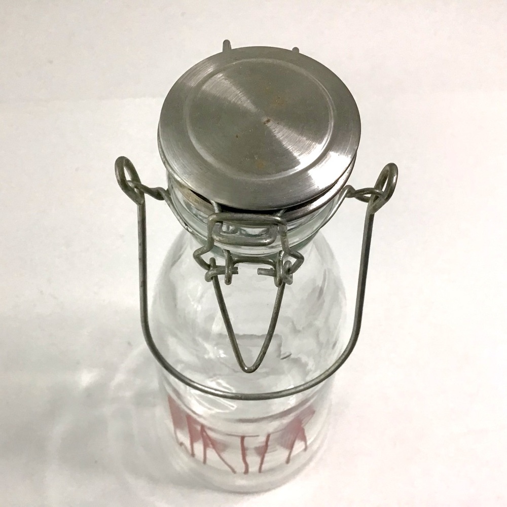 Threshold Clear Glass WATER Bottle Red Lettering Bail & Trigger Lid Farmhouse - Picture 6 of 9